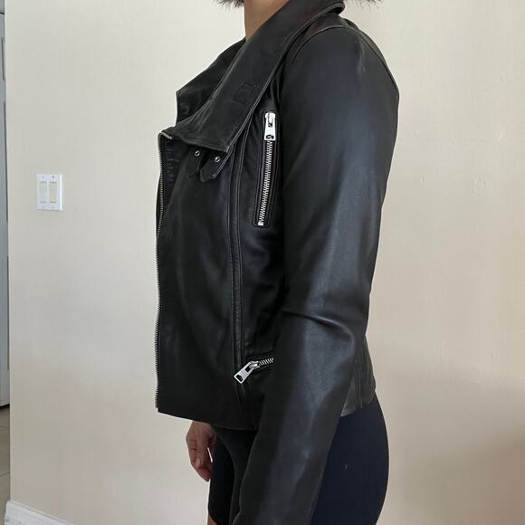 NWT All Saints Bales Biker Leather Jacket Women's XS - Picture 5 of 13